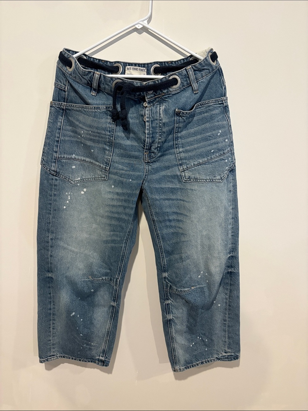 We The Free women’s Faded Blue Relaxed Drawstring Carpenter Jeans